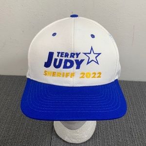 Terry Judy Sheriff 2022 Snapback Hat Mens White Blue Wool Blend Nissin Cap